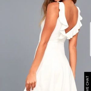 Lulus White Ruffle Open Back Skater Dress
